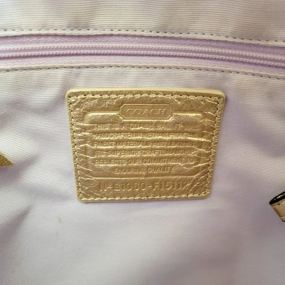 Coach Purse / Handbag Gold & Canvas - Picture 6 of 7